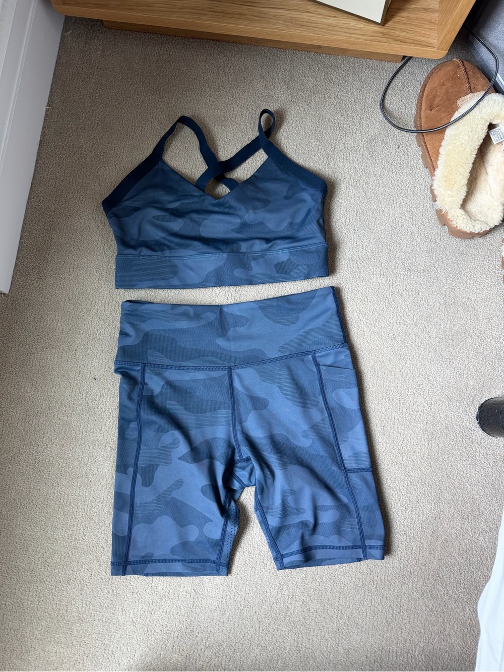 Lilybod Navy Blue Sports Bra & Biker Shorts Set
